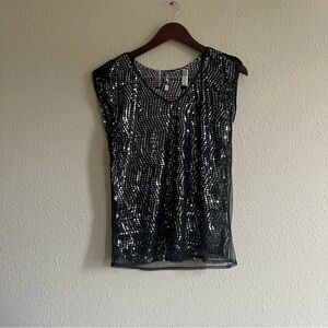Black & Silver Sequined Top